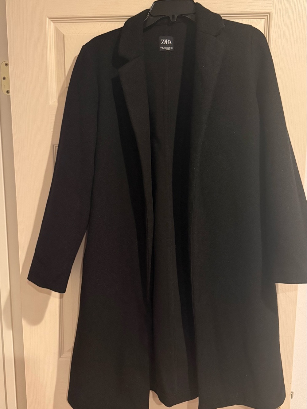 ZARA Black Open-Front Long Coat